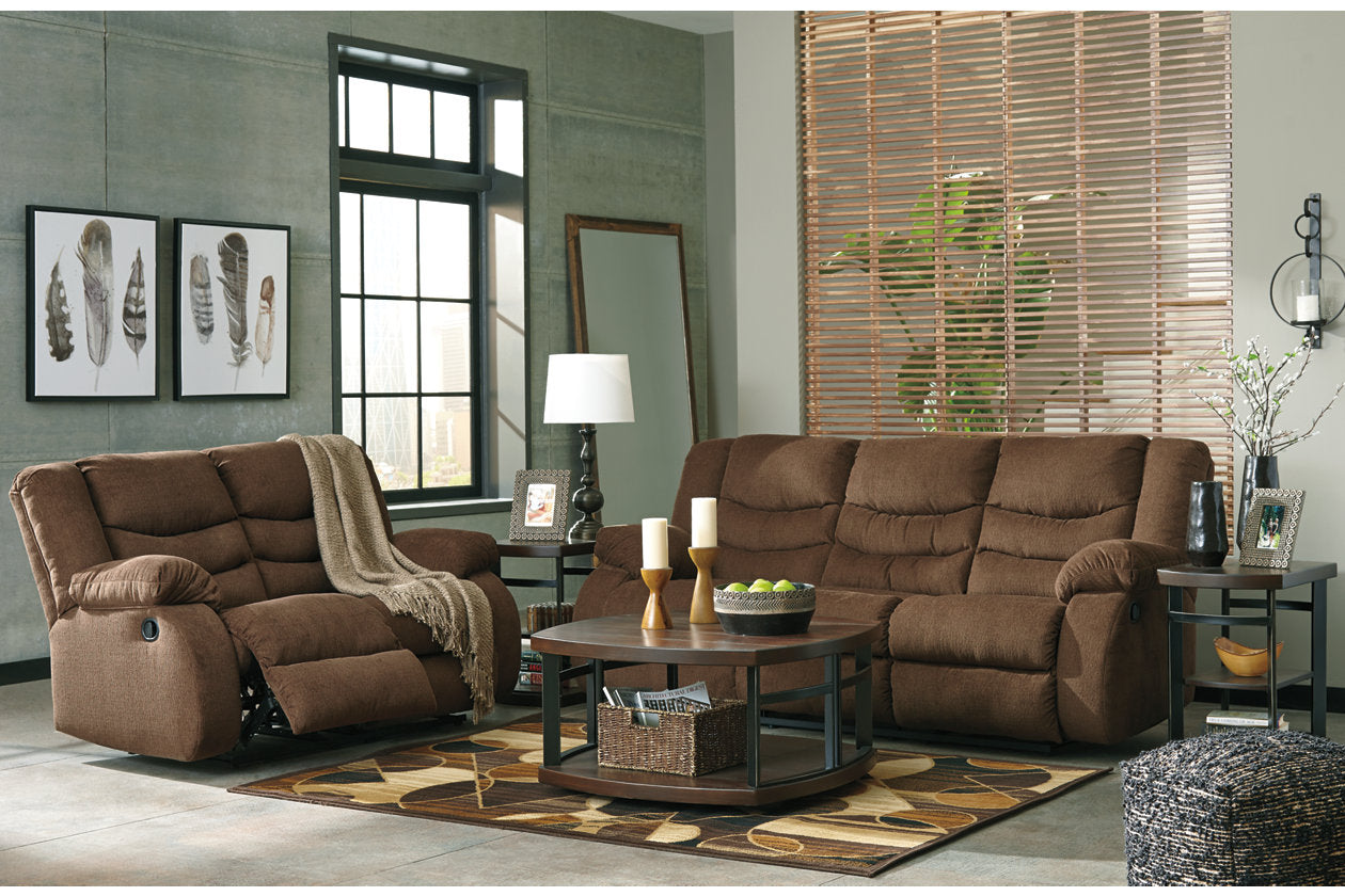 Tulen Chocolate Reclining Sofa - 9860588 - Bien Home Furniture &amp; Electronics