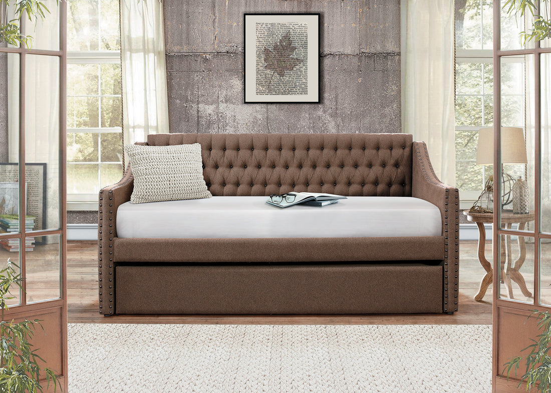 Tulney Brown Daybed with Trundle - SET | 4966BR-A | 4966BR-B - Bien Home Furniture &amp; Electronics