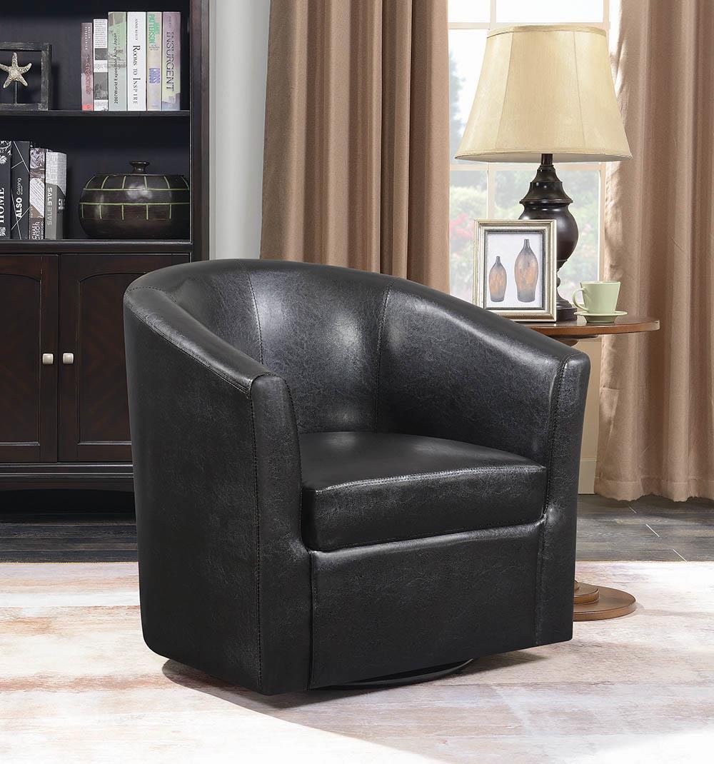 Turner Dark Brown Upholstery Sloped Arm Accent Swivel Chair - 902098 - Bien Home Furniture &amp; Electronics