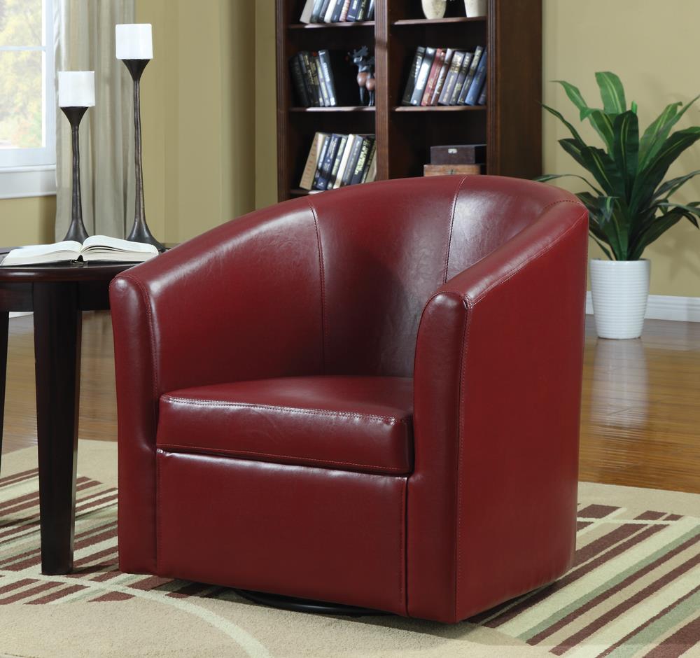 Turner Red Upholstery Sloped Arm Accent Swivel Chair - 902099 - Bien Home Furniture &amp; Electronics