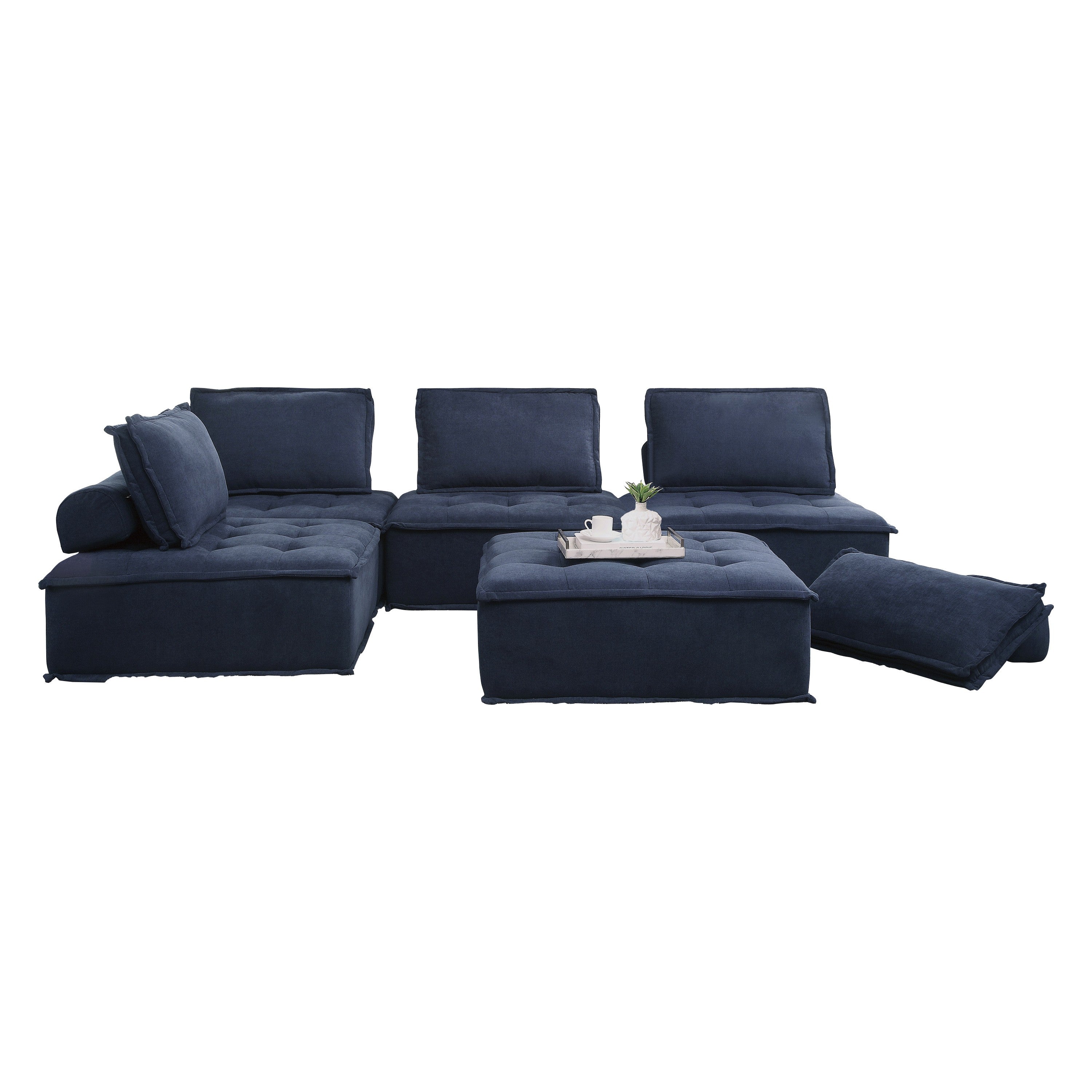 Ulrich Blue Modular 5-Piece Modular Sectional - 9545BU*5 - Bien Home Furniture &amp; Electronics