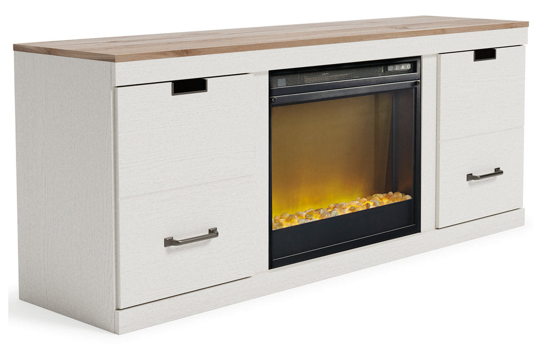Vaibryn Two-tone 60&quot; TV Stand with Electric Fire Place - SET | EW1428-168 | W100-02 - Bien Home Furniture &amp; Electronics