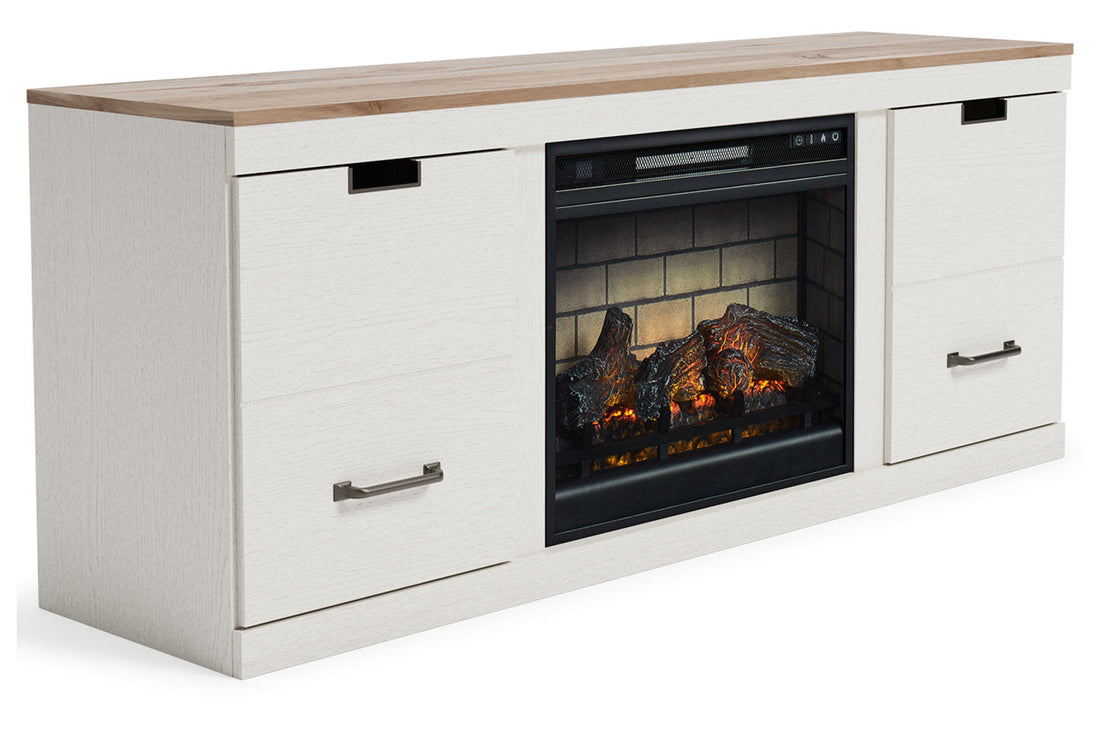 Vaibryn Two-tone 60&quot; TV Stand with Electric Fire Place - SET | EW1428-168 | W100-101 - Bien Home Furniture &amp; Electronics