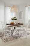 Valebeck Beige/White 5-Piece Round Dining Set - SET | D546-50T | D546-50B | D546-01(2) - Bien Home Furniture & Electronics