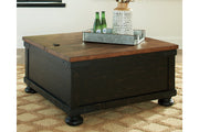 Valebeck Black/Brown Coffee Table with Lift Top - T468-00 - Bien Home Furniture & Electronics