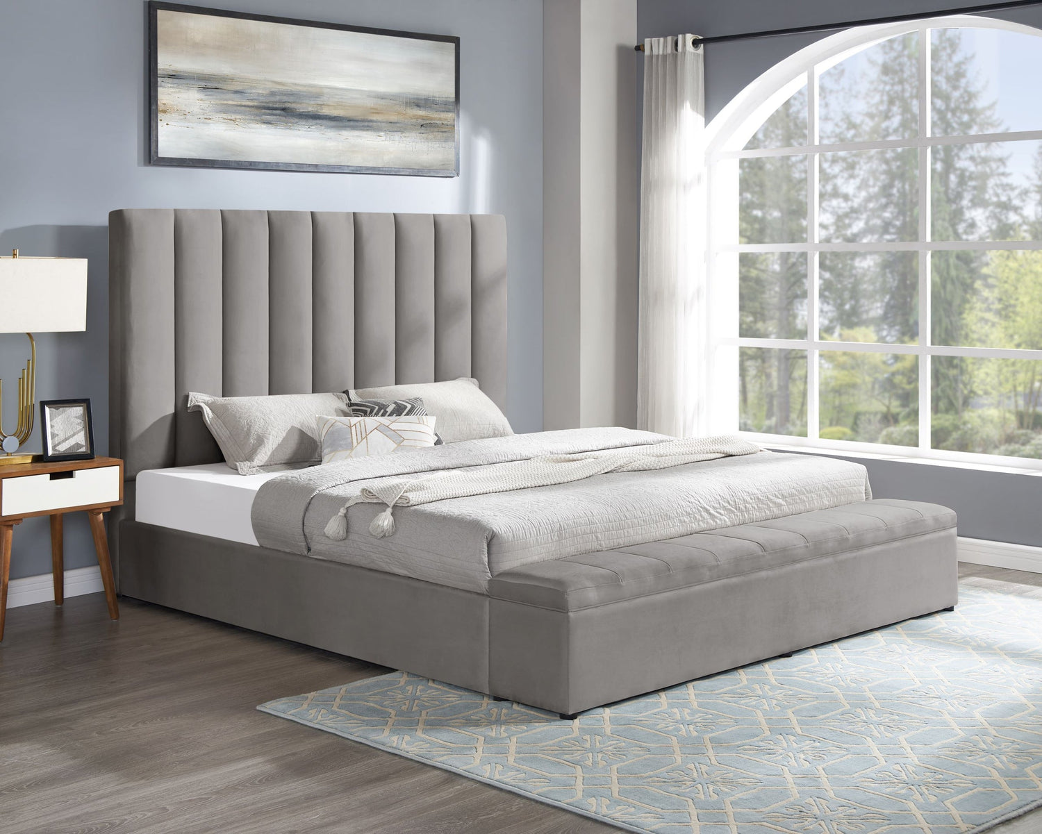 Valencia - Gray Platform Queen, King *Queen - Valencia Gray Queen - Bien Home Furniture &amp; Electronics