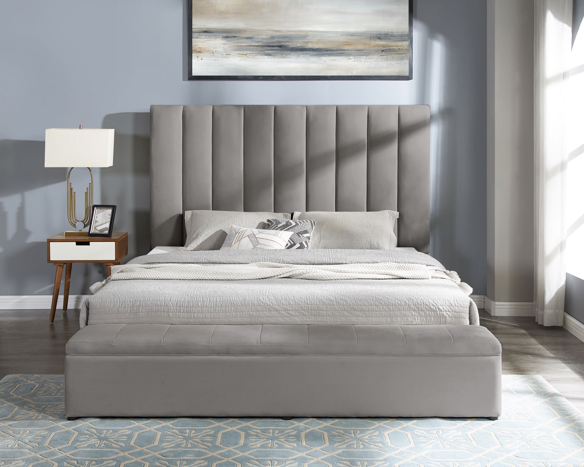 Valencia - Gray Platform Queen, King *Queen - Valencia Gray Queen - Bien Home Furniture &amp; Electronics