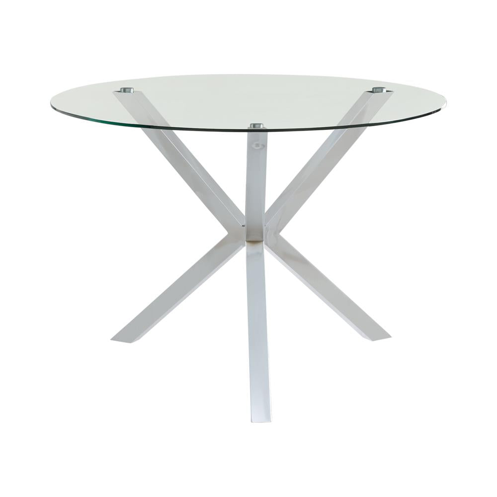 Vance Chrome Glass Top Dining Table with X-cross Base - 120760 - Bien Home Furniture &amp; Electronics