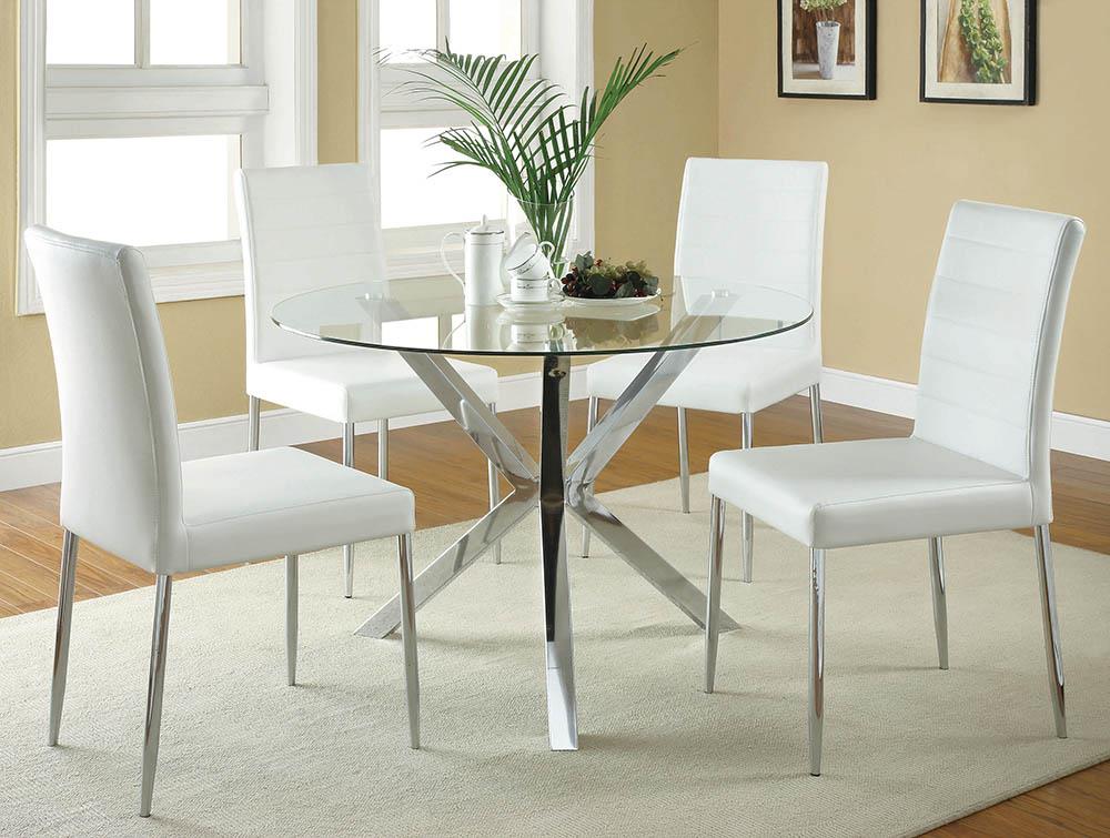 Vance Chrome Glass Top Dining Table with X-cross Base - 120760 - Bien Home Furniture &amp; Electronics
