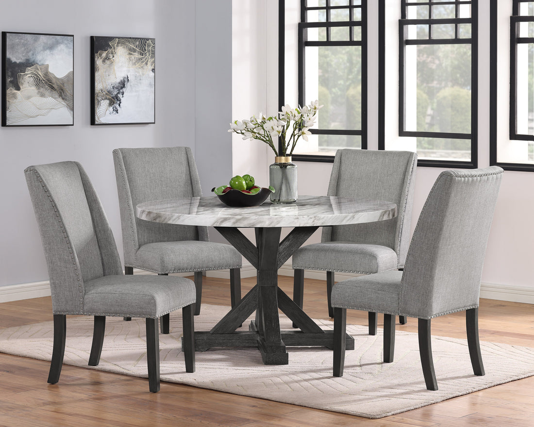 Vance Gray Round Dining Table - SET | 1318T-54R-TOP | 1318T-54R-LEG - Bien Home Furniture &amp; Electronics