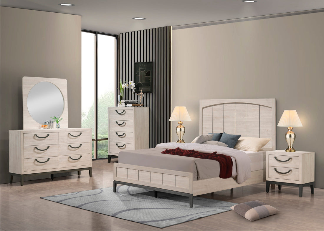 Veda Chalk Panel Bedroom Set - SET | B3300-Q-HBFB | B3300-KQ-RAIL | B3300-2 | B3300-4 - Bien Home Furniture & Electronics