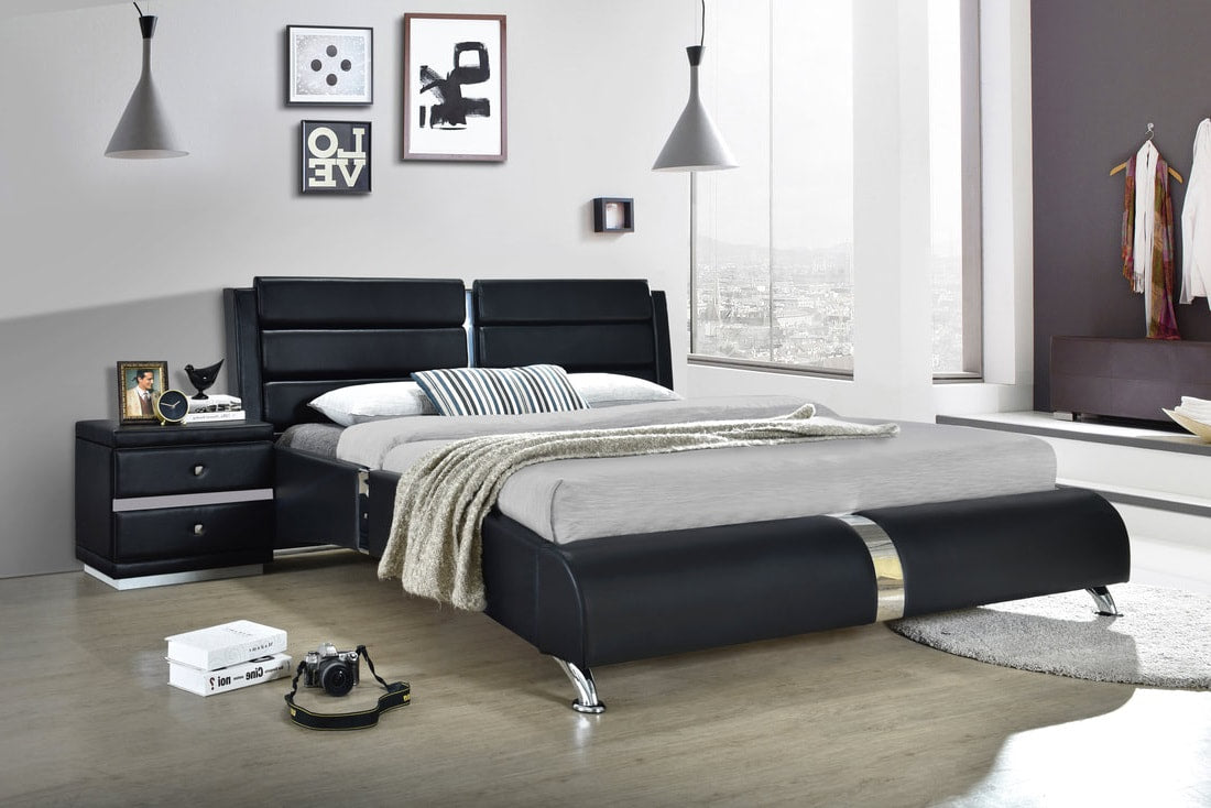 Vegas Black King Platform Bed - Vegas - Black King - Bien Home Furniture &amp; Electronics