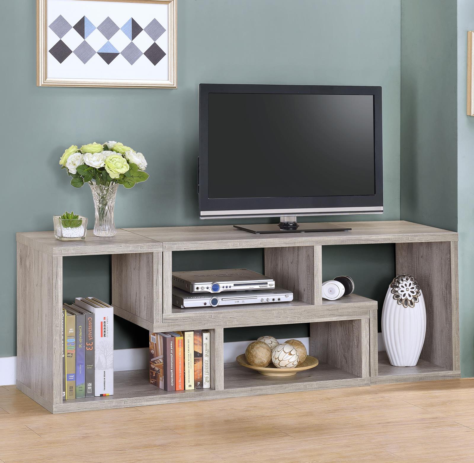 Velma Convertable Bookcase/TV Console Gray Driftwood - 802330 - Bien Home Furniture &amp; Electronics