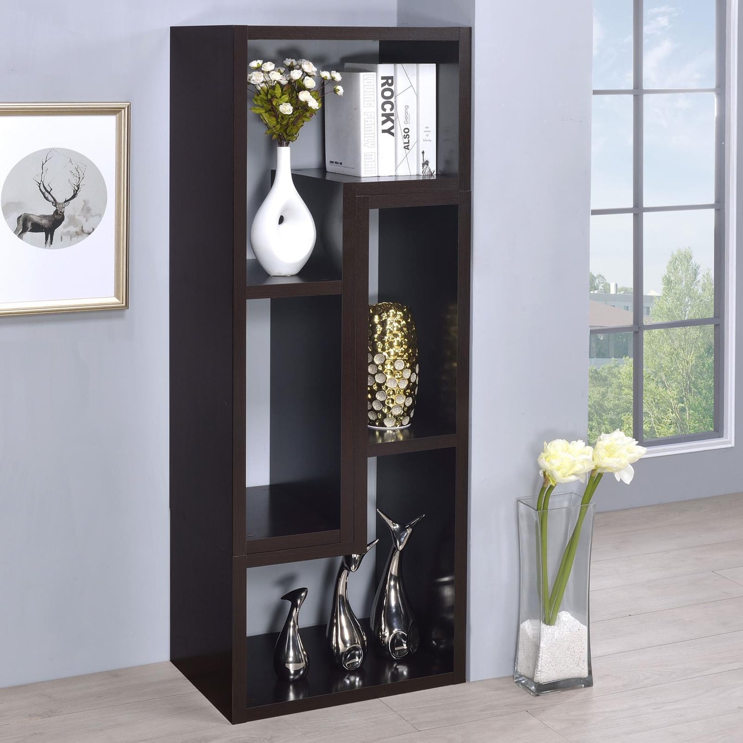 Velma Convertible TV Console/Bookcase Cappuccino - 800329 - Bien Home Furniture &amp; Electronics