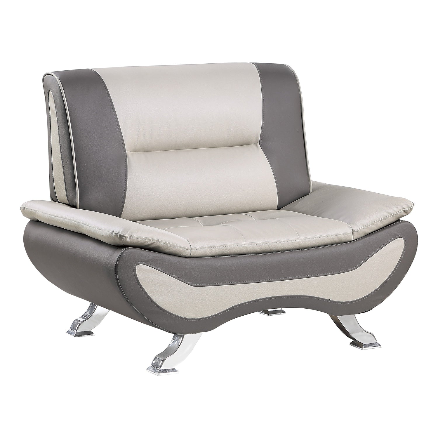 Veloce Beige/Gray Faux Leather Chair - 8219BEG-1 - Bien Home Furniture &amp; Electronics