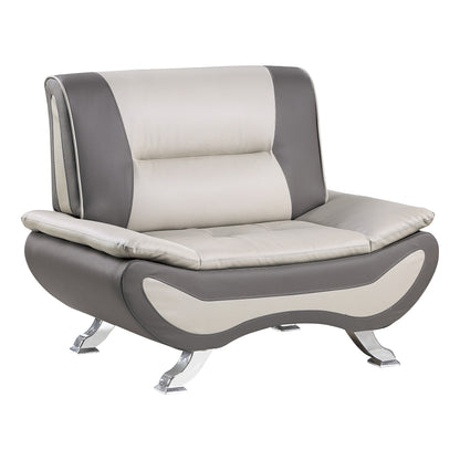 Veloce Beige/Gray Faux Leather Chair - 8219BEG-1 - Bien Home Furniture &amp; Electronics