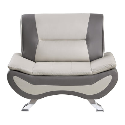 Veloce Beige/Gray Faux Leather Chair - 8219BEG-1 - Bien Home Furniture &amp; Electronics