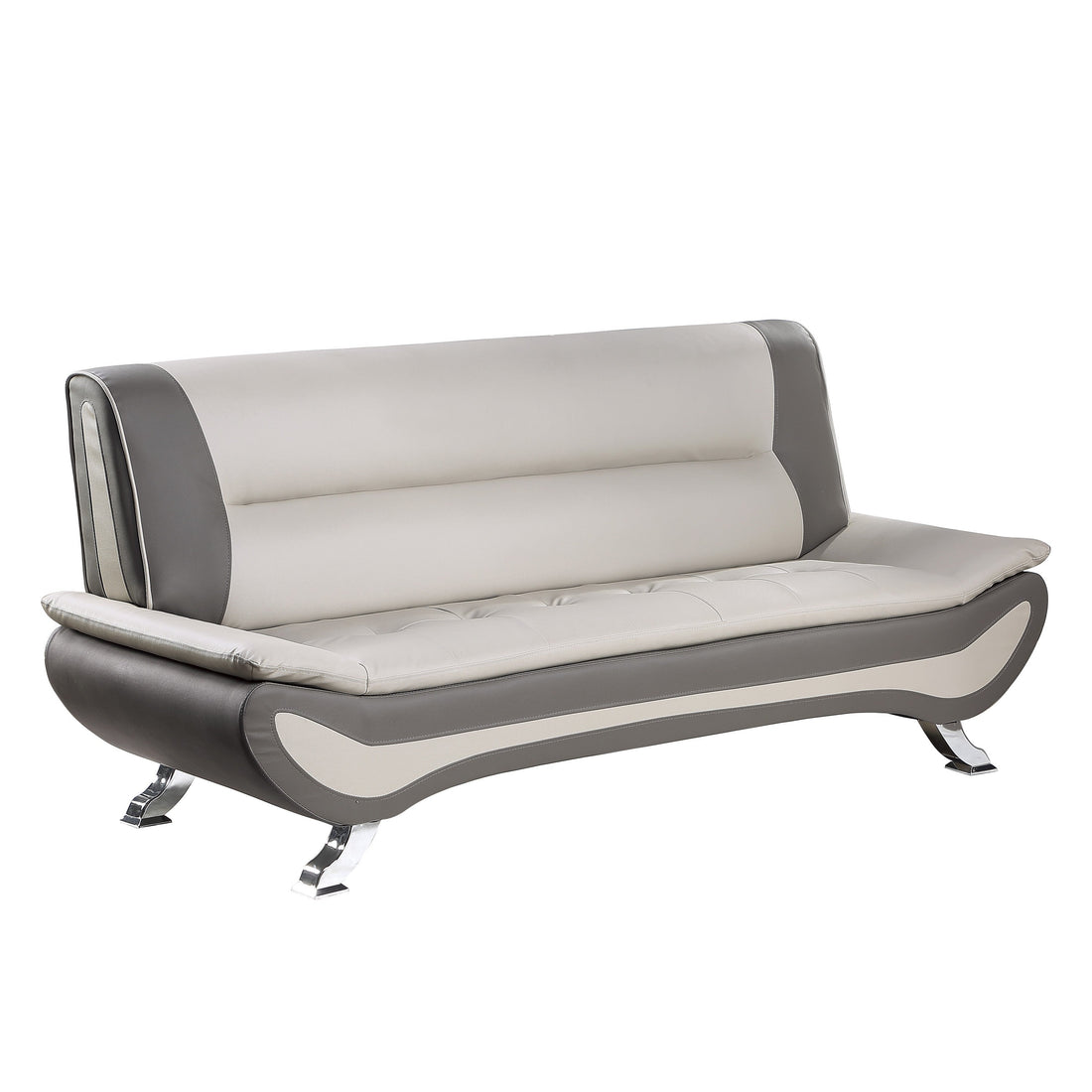 Veloce Beige/Gray Faux Leather Sofa - 8219BEG-3 - Bien Home Furniture &amp; Electronics