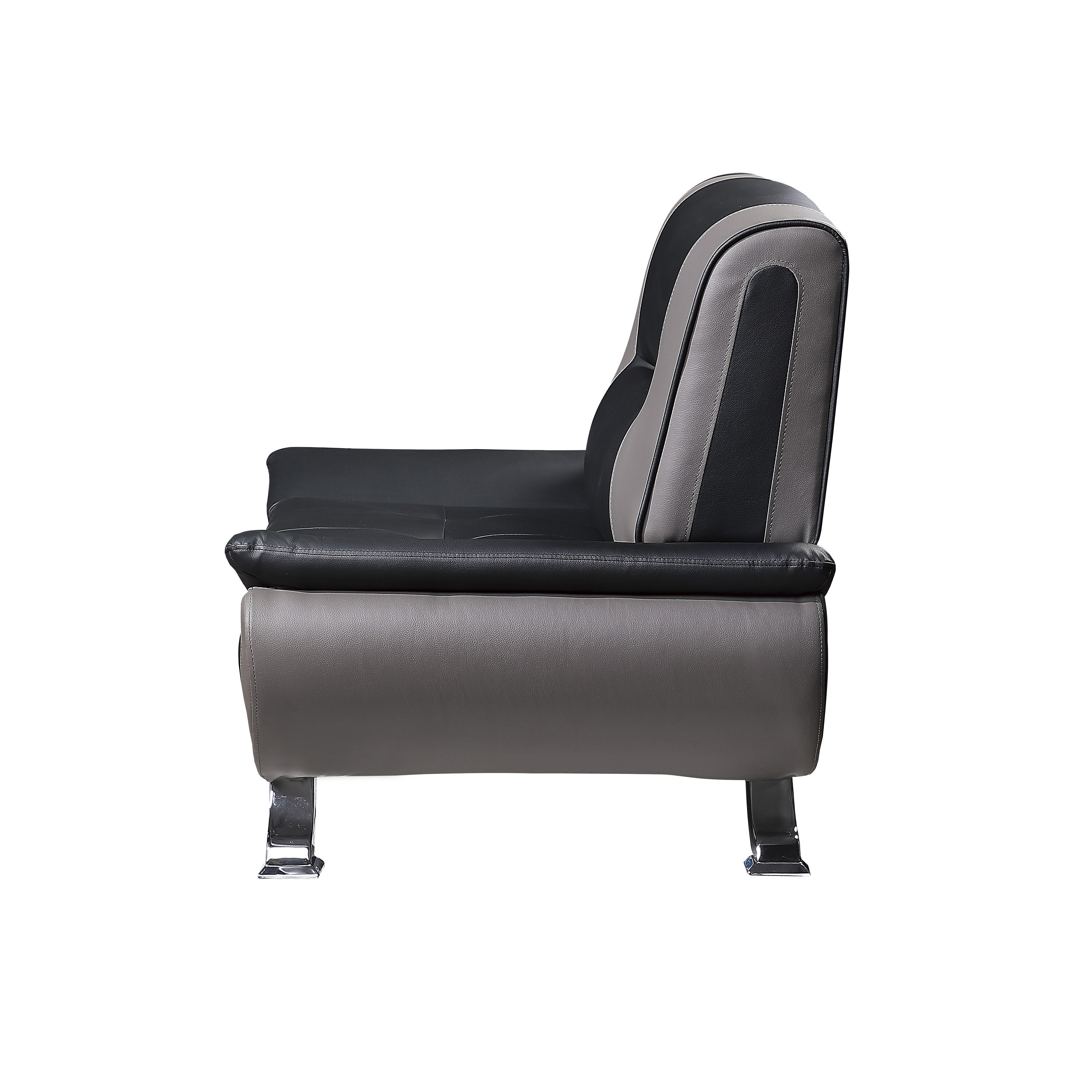Veloce Black/Gray Faux Leather Chair - 8219BLK-1 - Bien Home Furniture &amp; Electronics