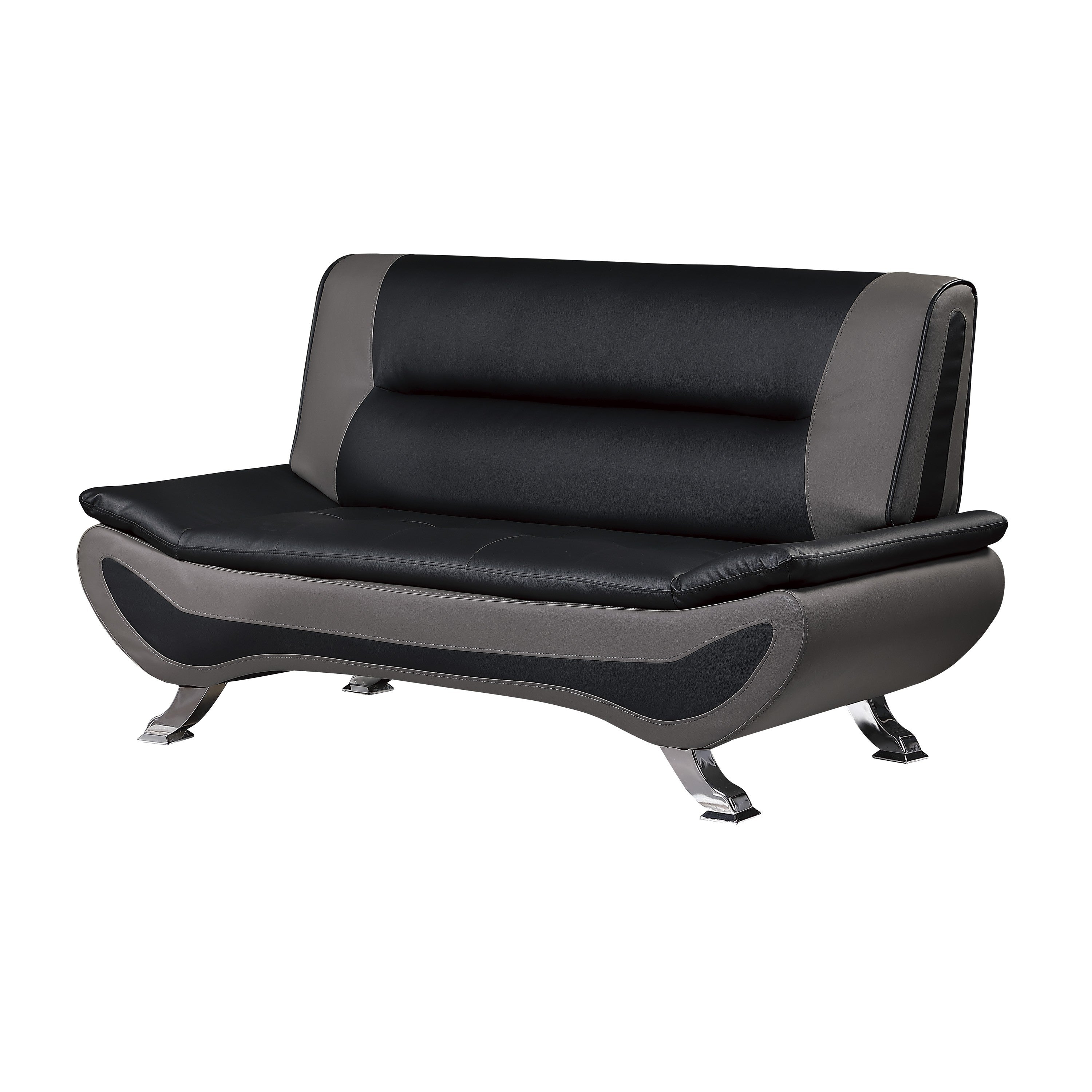 Veloce Black/Gray Faux Leather Loveseat - 8219BLK-2 - Bien Home Furniture &amp; Electronics