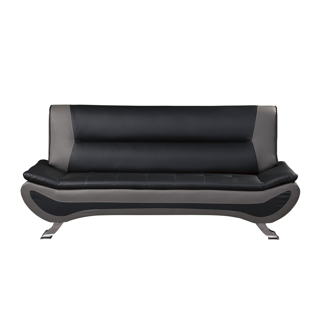 Veloce Black/Gray Faux Leather Sofa - 8219BLK-3 - Bien Home Furniture &amp; Electronics