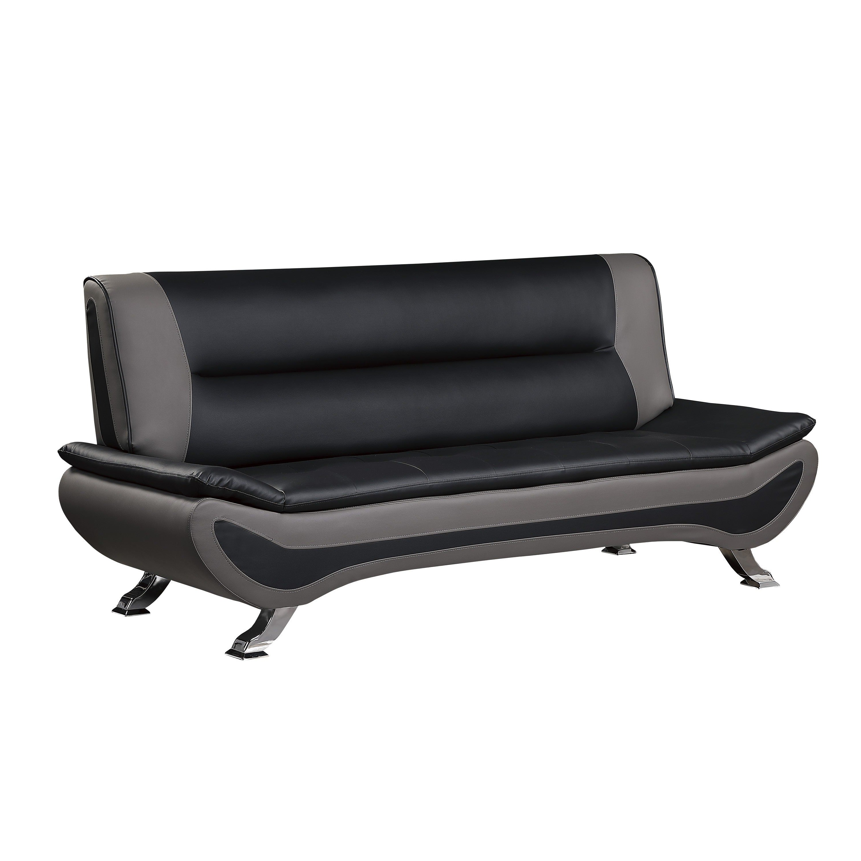 Veloce Black/Gray Faux Leather Sofa - 8219BLK-3 - Bien Home Furniture &amp; Electronics