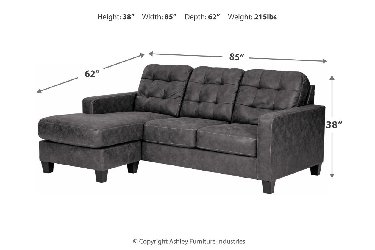 Venaldi Gunmetal Queen Sofa Chaise Sleeper - 9150168 - Bien Home Furniture &amp; Electronics