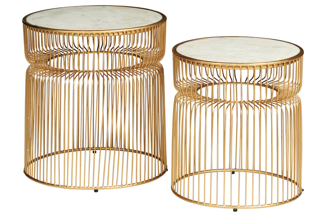 Vernway White/Gold Finish Accent Table, Set of 2 - A4000250 - Bien Home Furniture &amp; Electronics