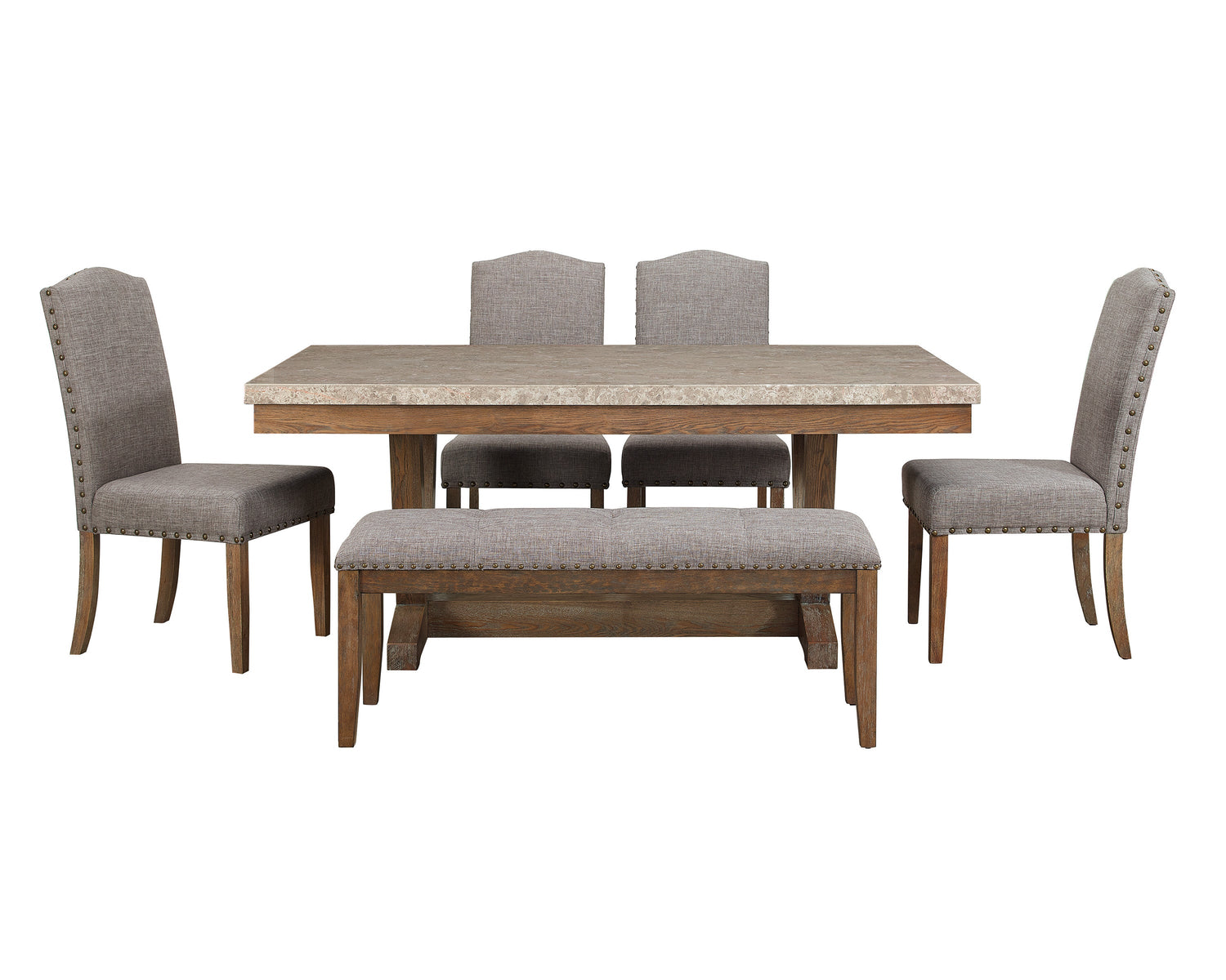 Vesper Brown/Gray Marble Rectangular Dining Table - 1211T-4272 - Bien Home Furniture &amp; Electronics