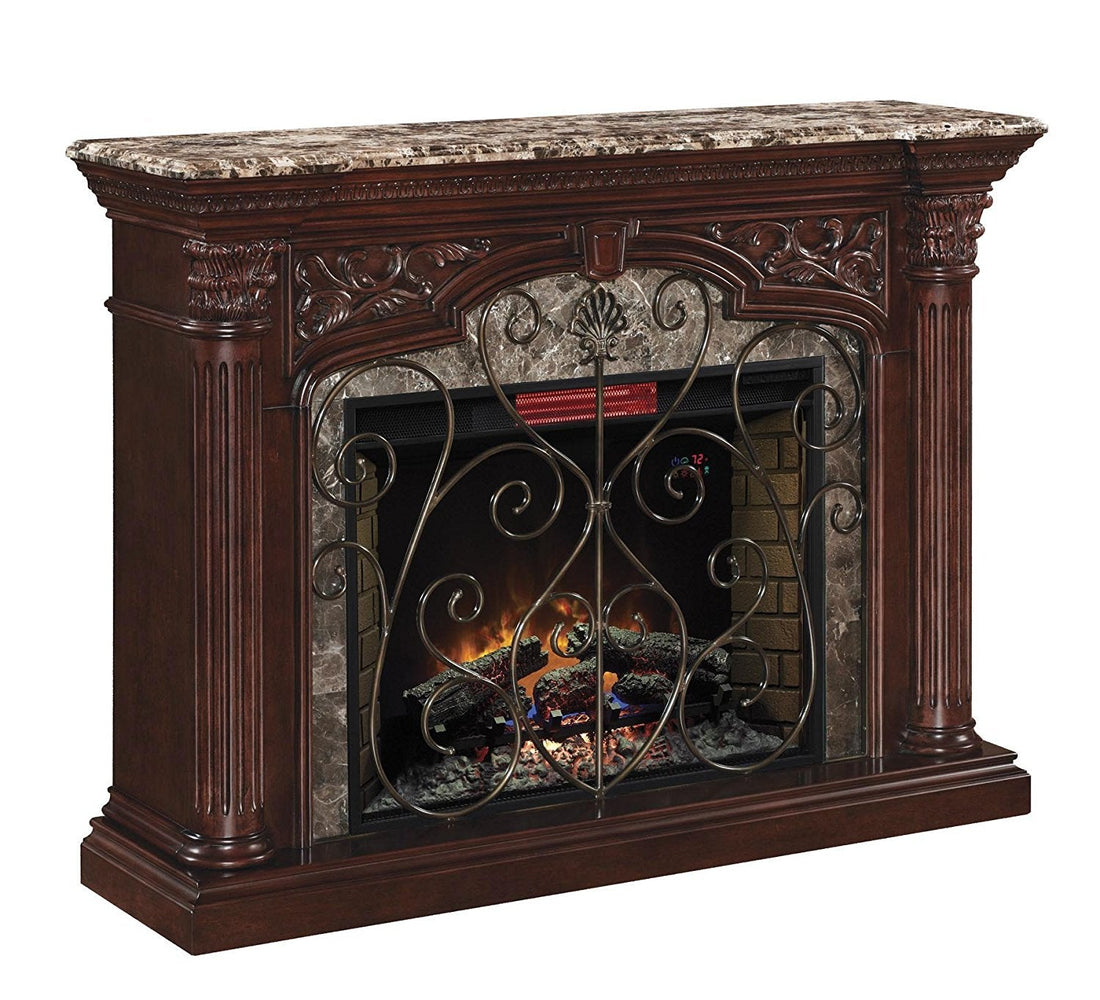 Victoria Brown Marble-Top Fireplace Mantel - 1225 - Victoria Minor - Bien Home Furniture &amp; Electronics