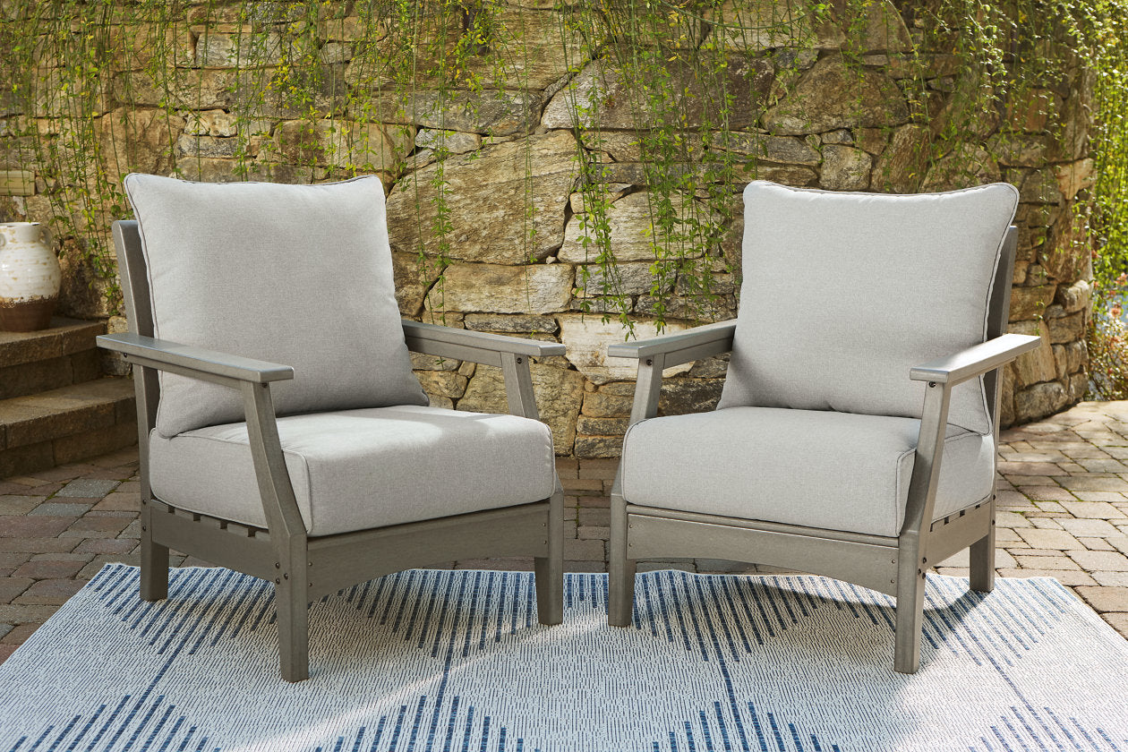 Visola Gray Lounge Chair with Cushion, Set of 2 - P802-820 - Bien Home Furniture &amp; Electronics