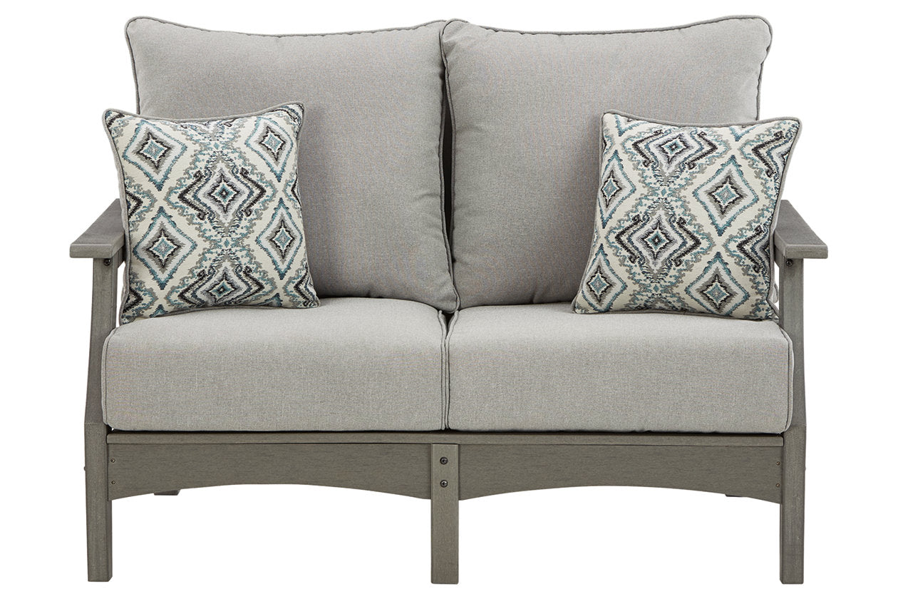 Visola Gray Outdoor Loveseat with Cushion - P802-835 - Bien Home Furniture &amp; Electronics