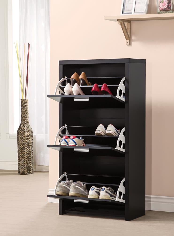 Vivian Black 3-Drawer Shoe Cabinet - 900604 - Bien Home Furniture &amp; Electronics