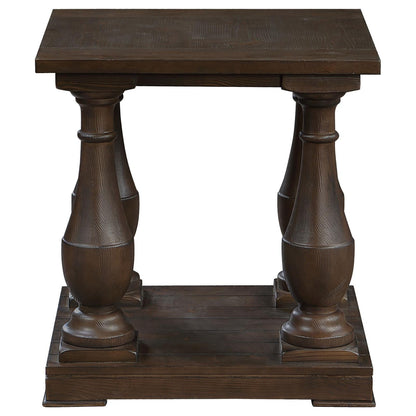 Walden Rectangular End Table with Turned Legs/Floor Shelf Coffee - 753377 - Bien Home Furniture &amp; Electronics