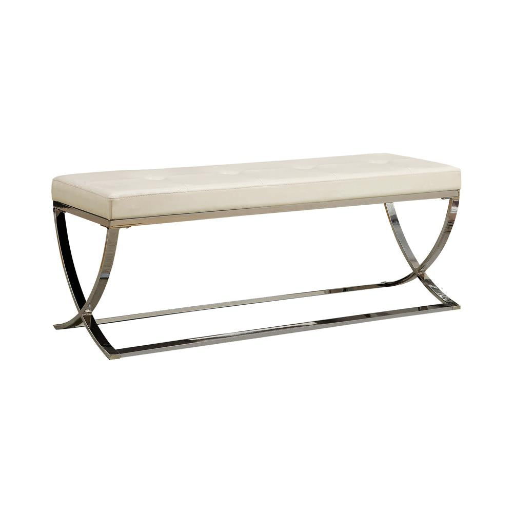 Walton Bench with Metal Base White and Chrome - 501157 - Bien Home Furniture &amp; Electronics