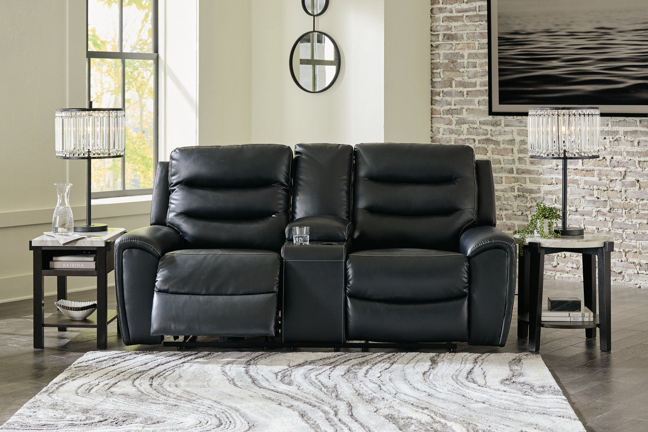 Warlin Black Power Reclining Loveseat with Console - 6110518 - Bien Home Furniture &amp; Electronics