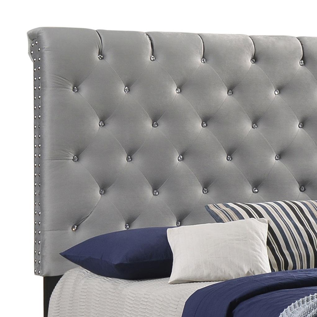 Warner Eastern King Upholstered Bed Gray - 310042KE - Bien Home Furniture &amp; Electronics