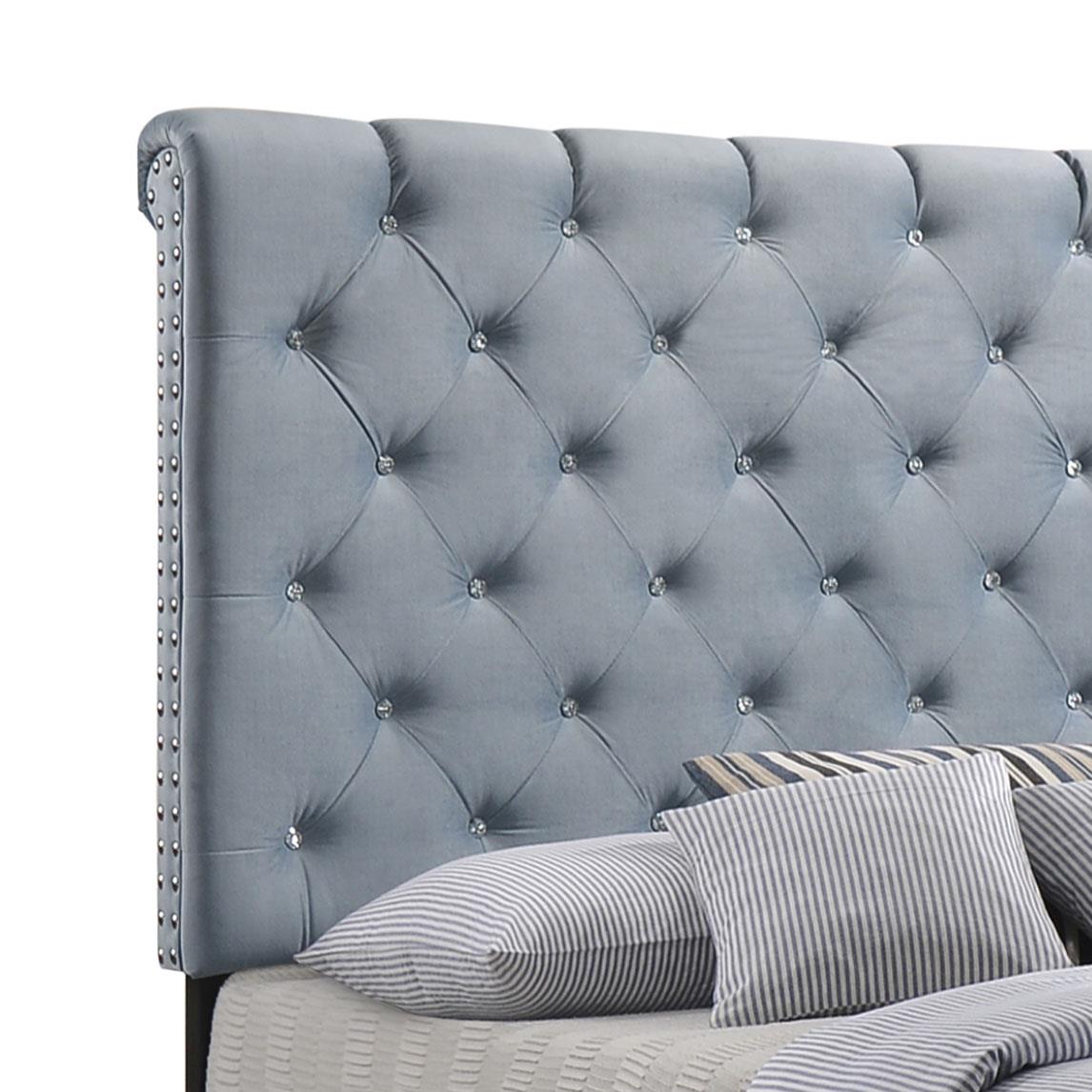 Warner Queen Upholstered Bed Slate Blue - 310041Q - Bien Home Furniture &amp; Electronics