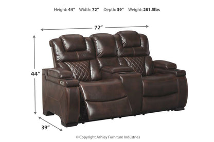 Warnerton Chocolate Power Reclining Loveseat with Console - 7540718 - Bien Home Furniture &amp; Electronics