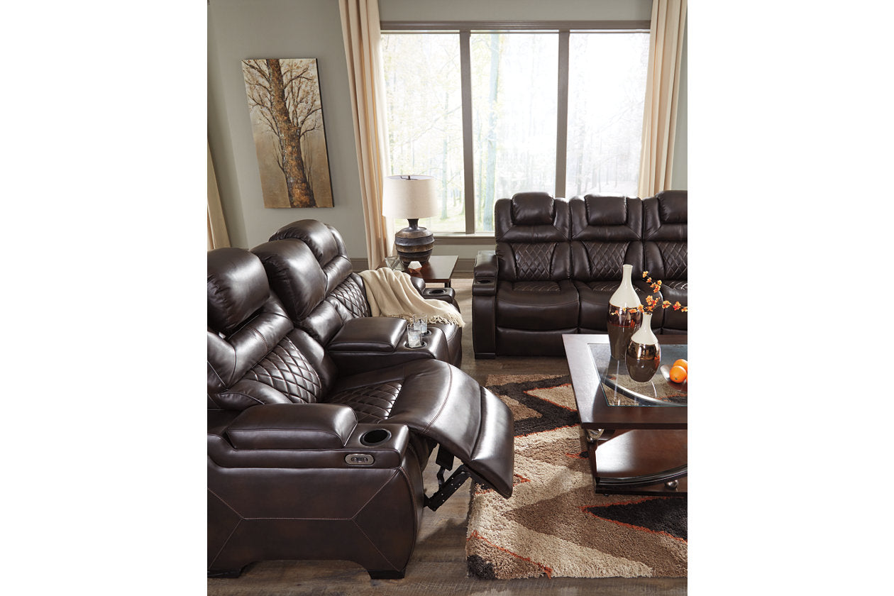 Warnerton chocolate power 2024 reclining sofa