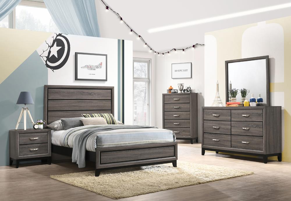 Watson 5-Piece Full Panel Bedroom Set Gray Oak - 212421F-S5 - Bien Home Furniture &amp; Electronics