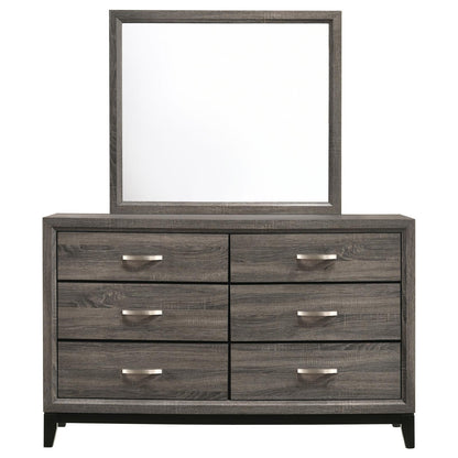 Watson 6-drawer Dresser with Mirror Grey Oak and Black - 212423M - Bien Home Furniture &amp; Electronics