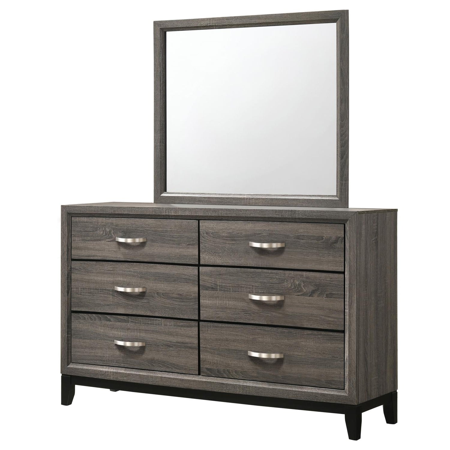 Watson 6-drawer Dresser with Mirror Grey Oak and Black - 212423M - Bien Home Furniture &amp; Electronics