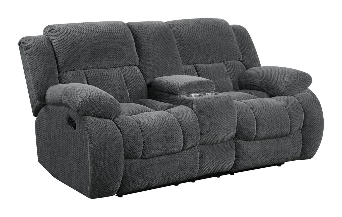 Weissman Motion Loveseat with Console Charcoal - 601922 - Bien Home Furniture &amp; Electronics