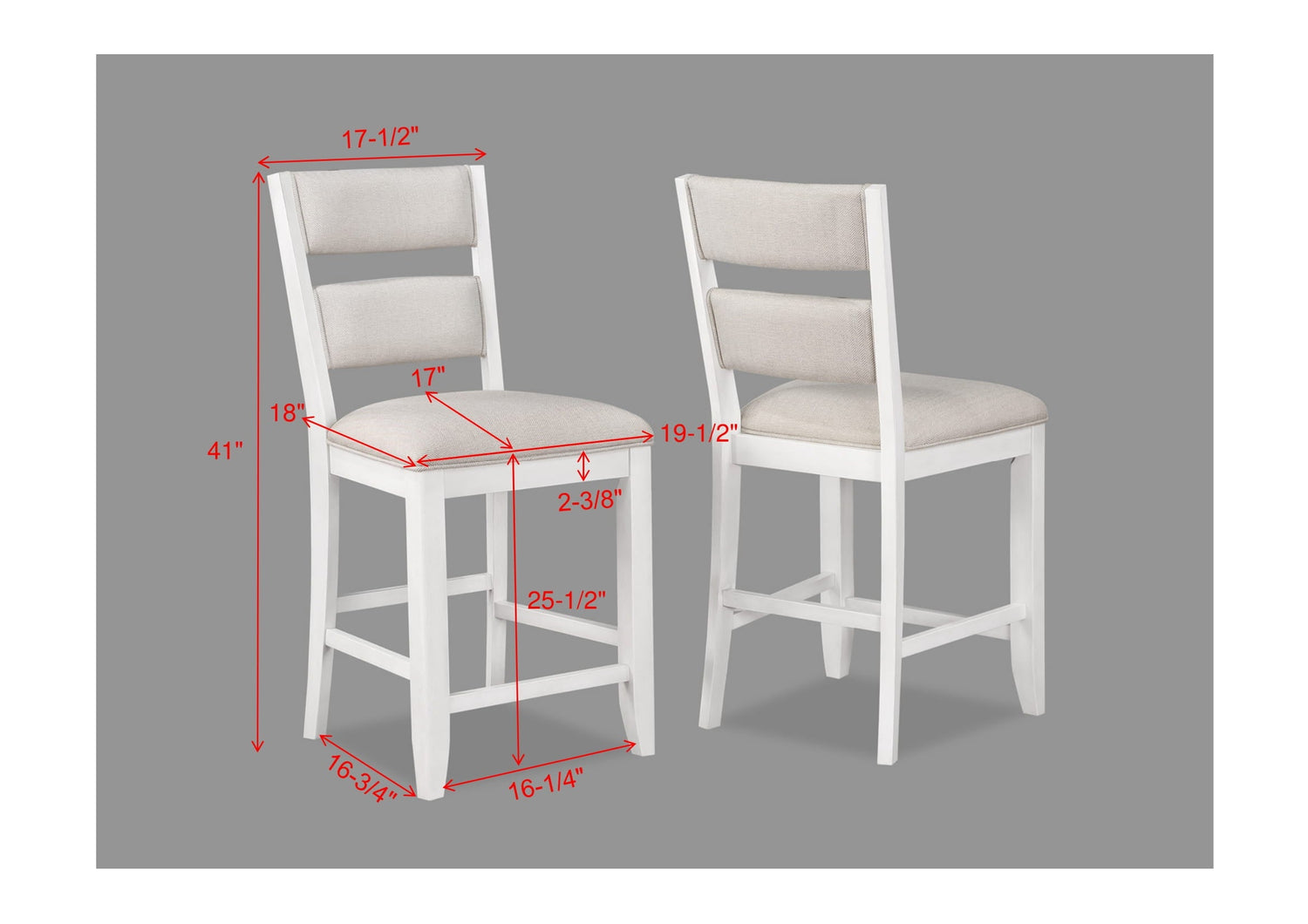 Wendy White Counter Height Chair, Set of 2 - 2717S-24 - Bien Home Furniture &amp; Electronics