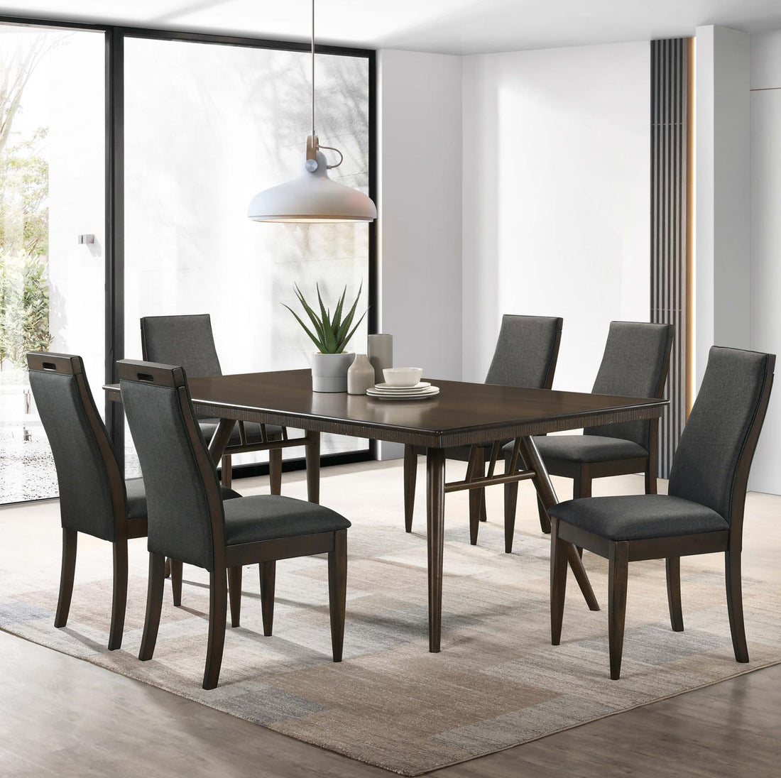 Wes 5-Piece Rectangular Dining Set Gray/Dark Walnut - 115271-S5 - Bien Home Furniture &amp; Electronics