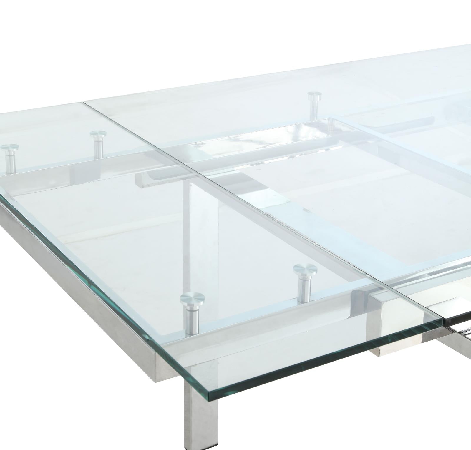 Wexford Chrome Glass Top Dining Table with Extension Leaves - 106281 - Bien Home Furniture &amp; Electronics