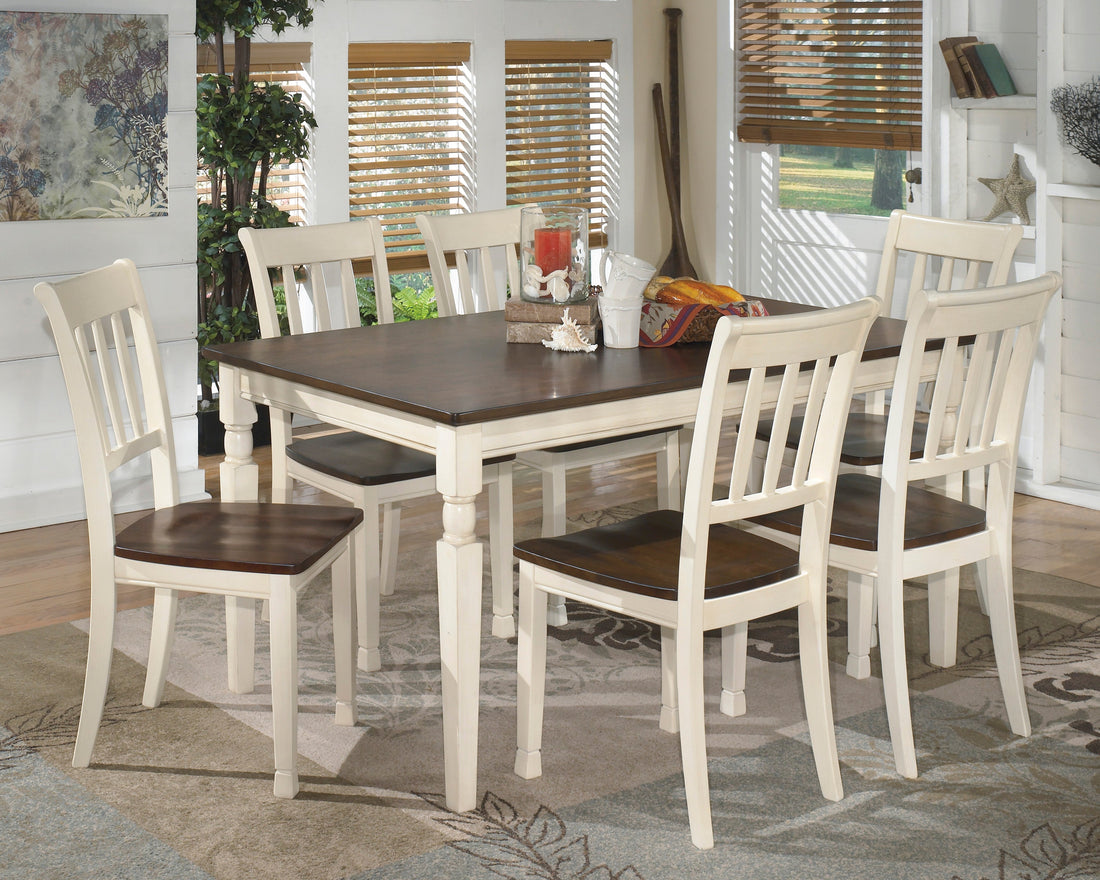 Whitesburg Brown/Cottage White Rectangular Dining Set - SET | D583-25 | D583-02(3) - Bien Home Furniture &amp; Electronics