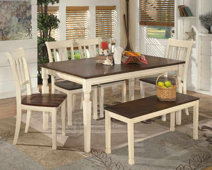 Whitesburg Brown/Cottage White Rectangular Dining Set - SET | D583-25 | D583-02(3) - Bien Home Furniture &amp; Electronics