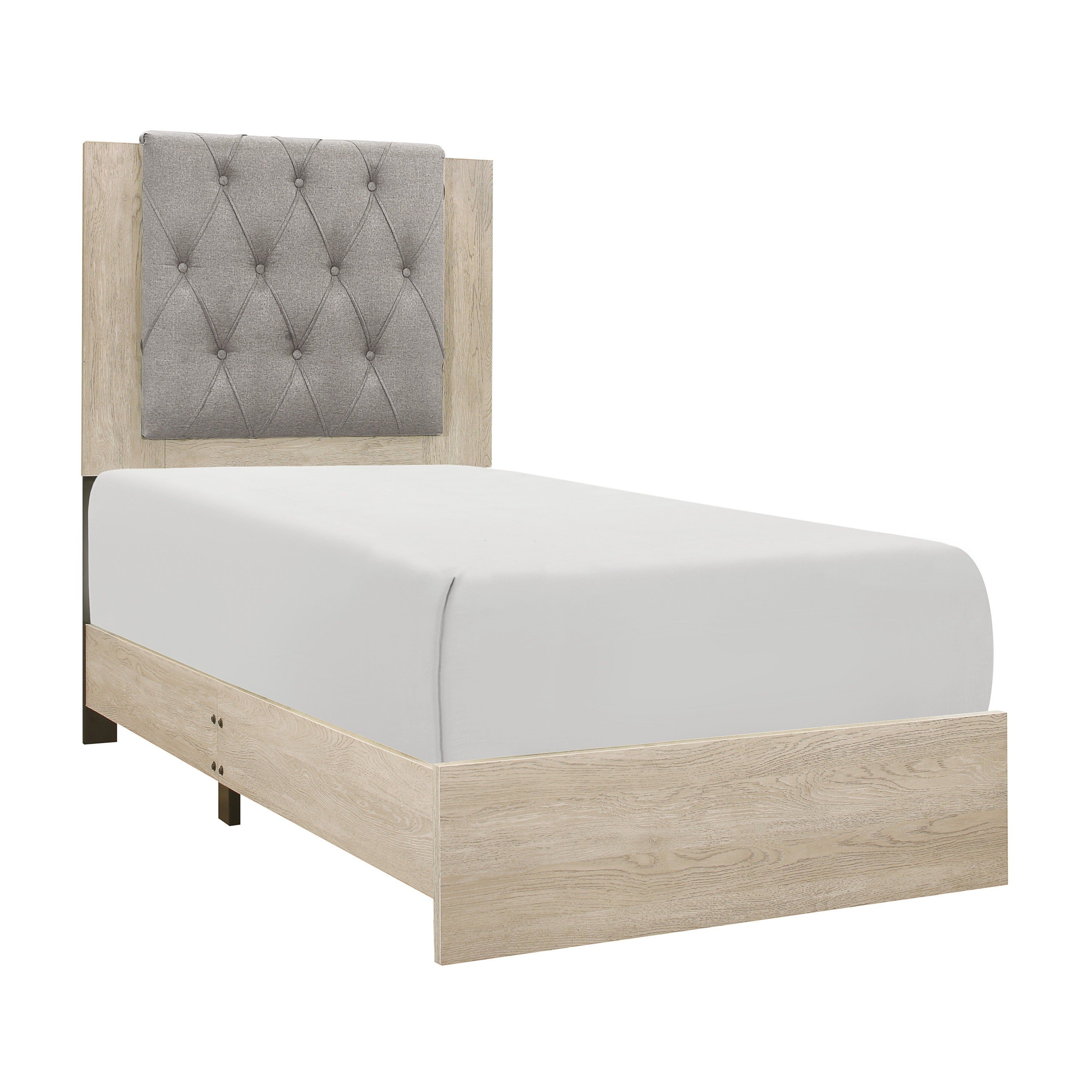 Whiting Natural Twin Upholstered Panel Bed - 1524T-1 - Bien Home Furniture &amp; Electronics